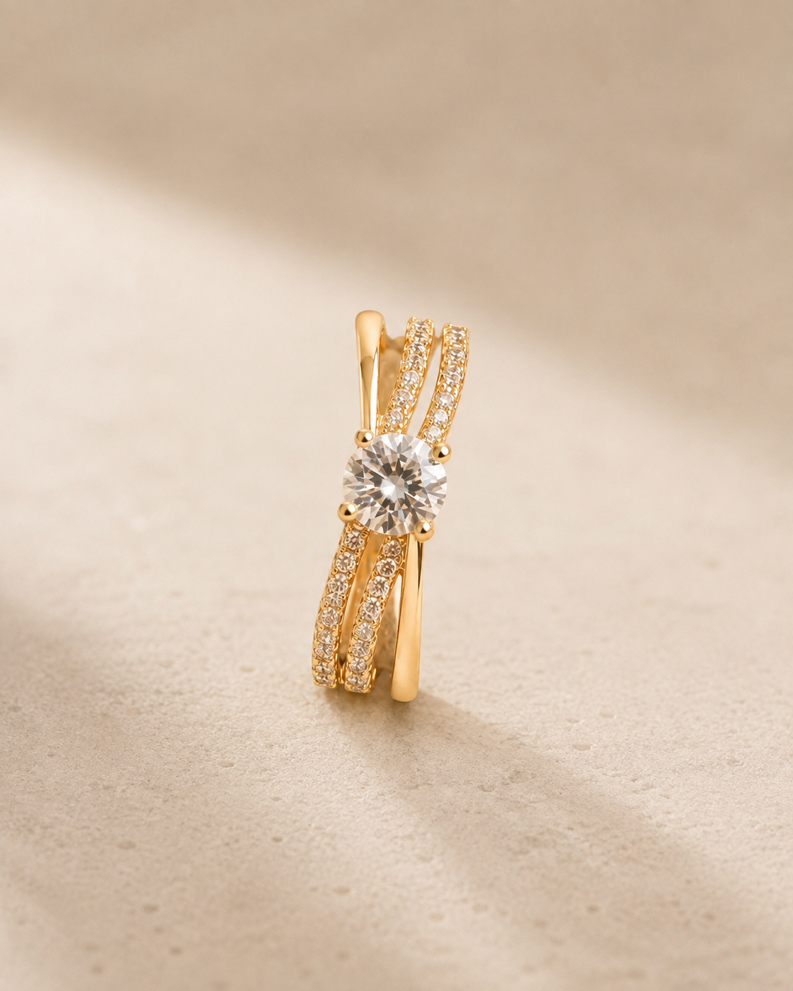 Celeste Double Pavé Solitaire Ring