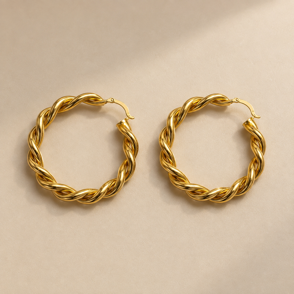 Classic Twist Gold Hoop Earrings