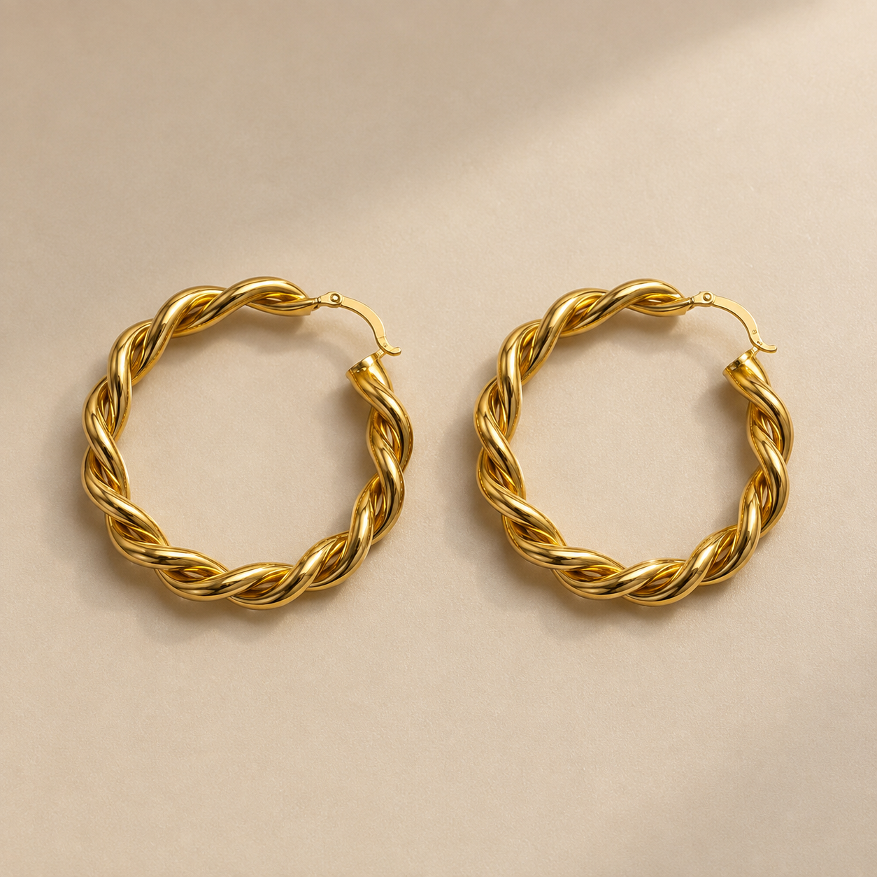 Classic Twist Gold Hoop Earrings