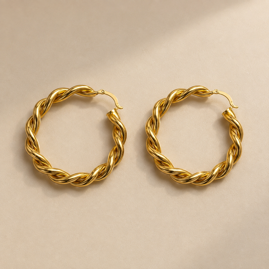 Classic Twist Gold Hoop Earrings
