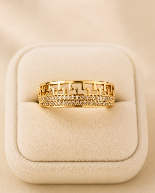 Gold Geometric Sparkle Band Ring